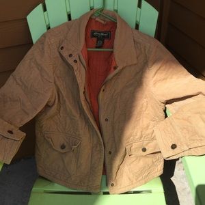 Lined lightweight corduroy tan and orange jacket