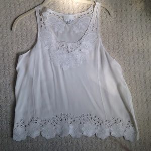 White embroidered tank