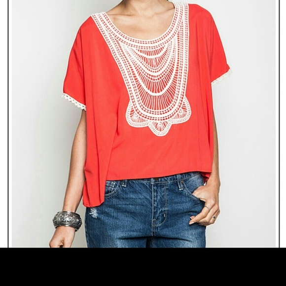 Tomato color tunic top