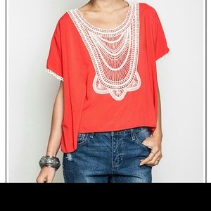 Tomato color tunic top