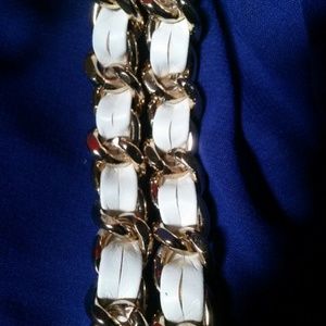 Matching Earrings* White Leather gold Bracelet