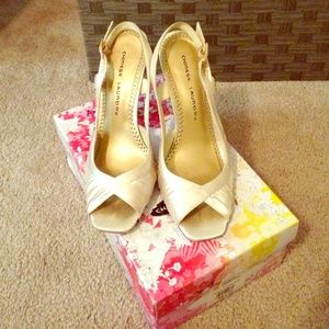 Silk ivory pumps