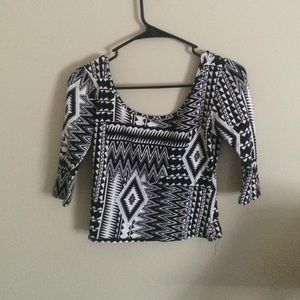 Cotton 3/4 Aztec crop top