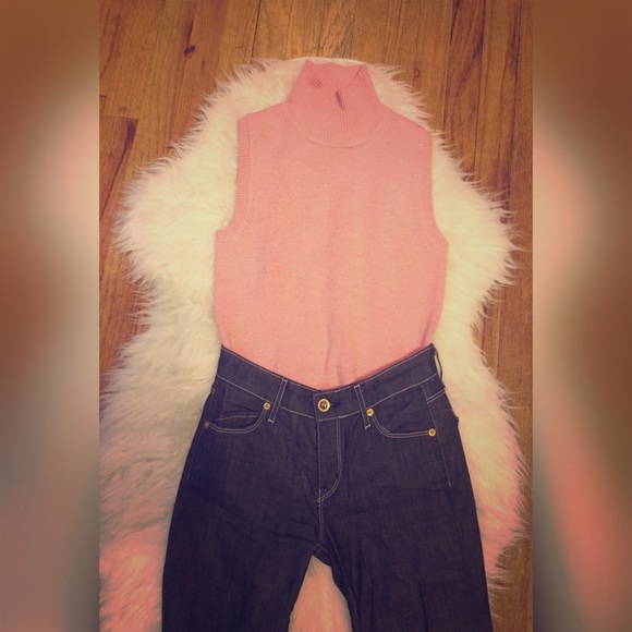 French Connection Pink turtle-neck sleeveless top