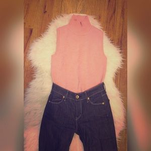 French Connection Pink turtle-neck sleeveless top