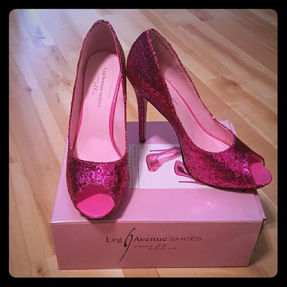 Fushia sparkle peep toe heels