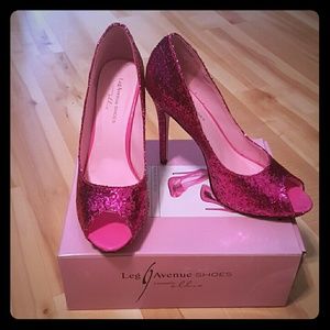 Fushia sparkle peep toe heels