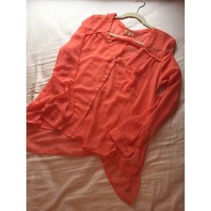 Coral flowy shirt
