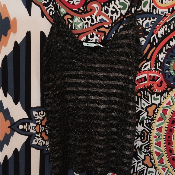 UO Metallic Stripe Black Tank