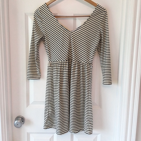 Cream + Black Striped Dress - Picture 3 of 4