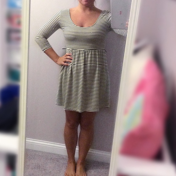 Cream + Black Striped Dress - Picture 4 of 4