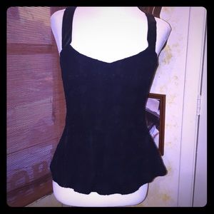 Zara Peplum Top with Faux Leather Straps