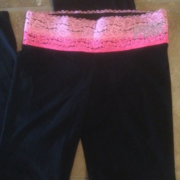 Pink and black VS yoga pants