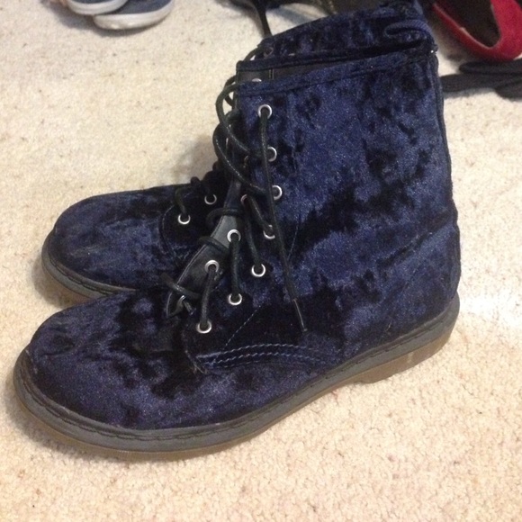 Blue Sued Combat Boots