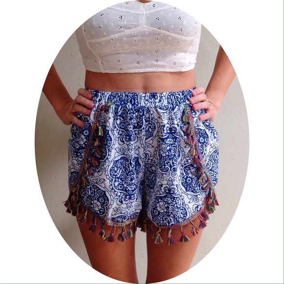 {SOLD OUT} Colorful High-Waisted Tassle Shorts! - Picture 2 of 3