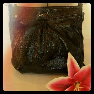 Coach Ashley Patent Leather Hippie In Mohagany