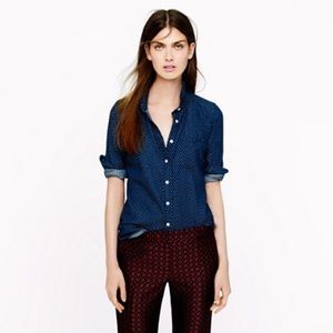 J. Crew Sz. 6 Boyfriend Blue Dot Button Down Shirt