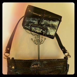 Coach Ashley Patent Leather Wallet Mohagany