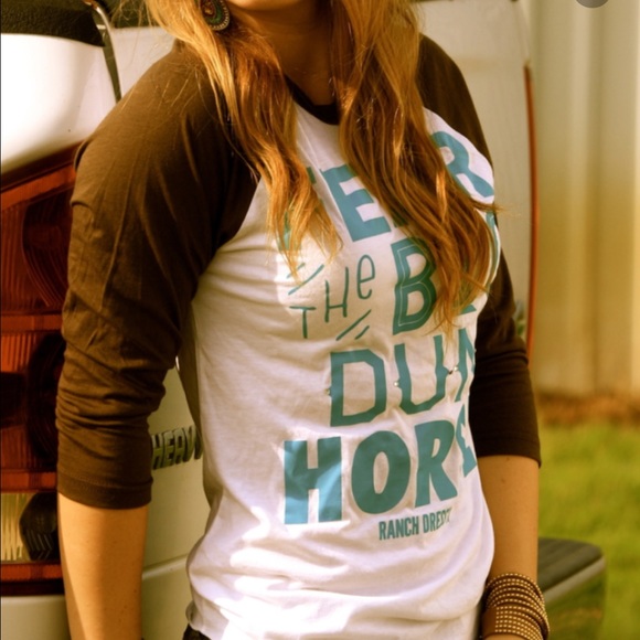 Ranch Dressn "fear the big dun horse" baseball T