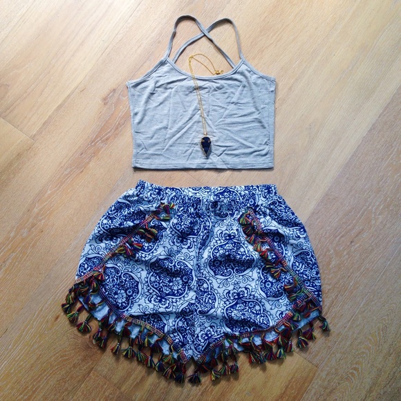 Urban Outfitters Tops - {SOLD OUT} Gray Tank, Shorts, Druzy Necklace