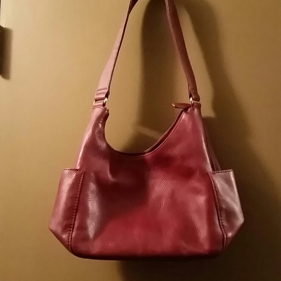 St John's Bay red leather handbag.