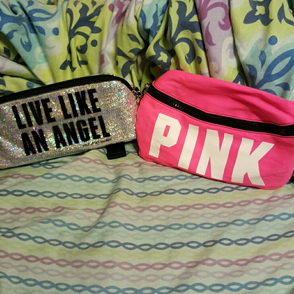 Pink make up bag and fanny pack