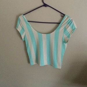Light blue and white crop top