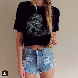 Black Wave Crop Top