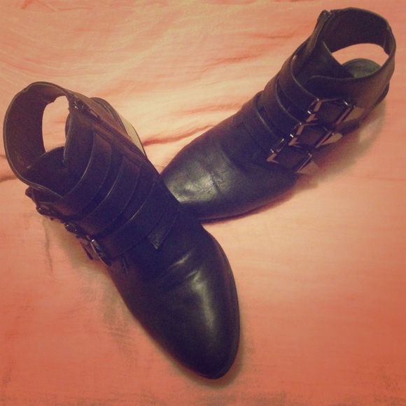 Black Belted Cut Out Booties