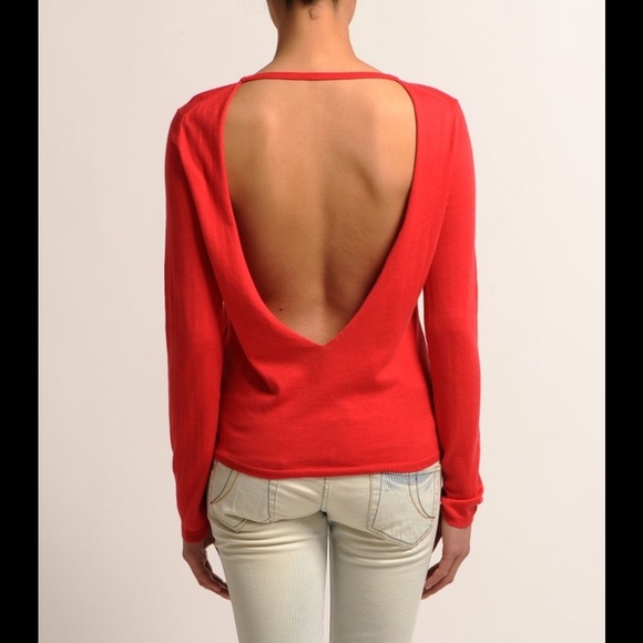red open back sweater