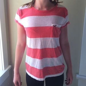Red-orange striped top