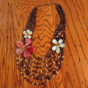 Anthropologie Nakamol purple flower necklace