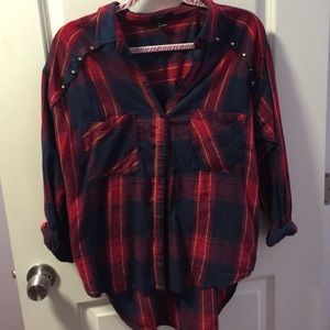 Studded plaid button down