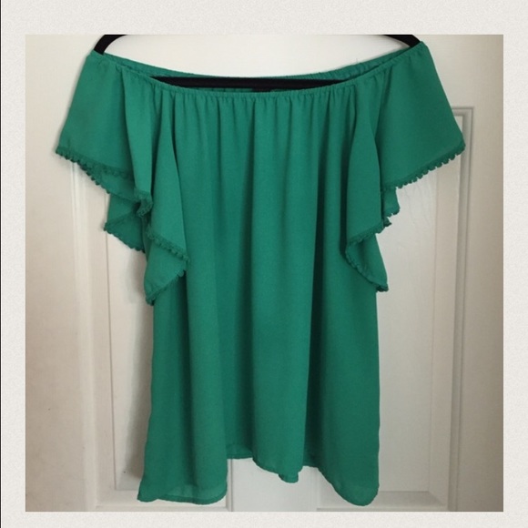 Emerald green off shoulder top