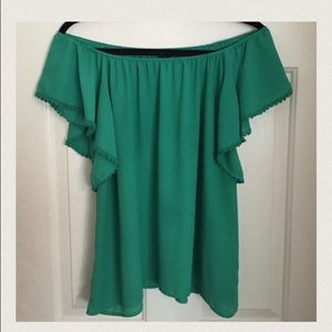 Emerald green off shoulder top