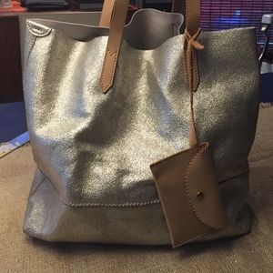 Distressed Silver J. Crew tote
