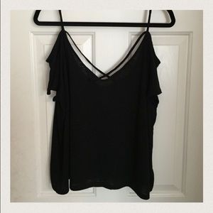 Black cold shoulder blouse
