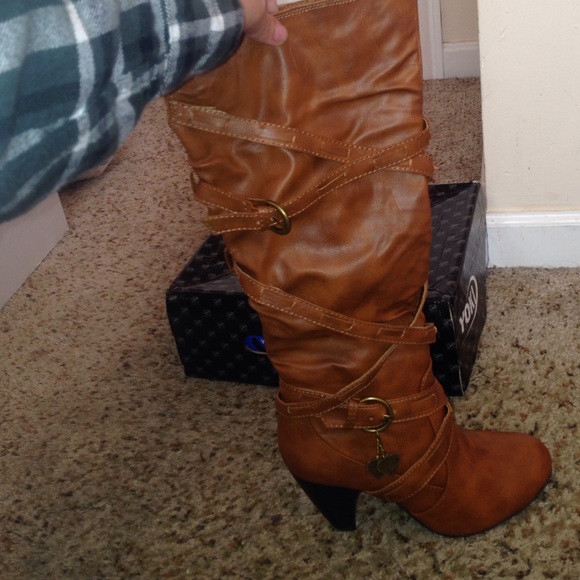Brown leather boots