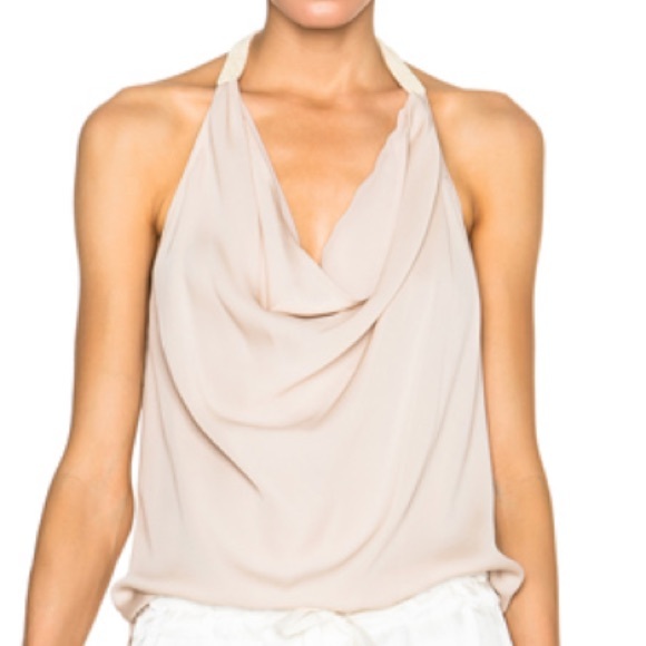 Haute Hippie blush cowl neck halter