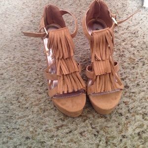 Charlotte Russe suede fringe wedges