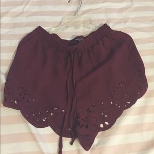 Brandy Melville maroon die-cut eve shorts