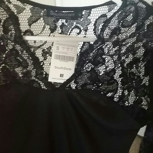 Black lace dress midi small v - Picture 3 of 4