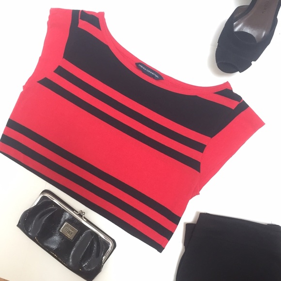 French Connection Red and Black Cap Sleeve Top