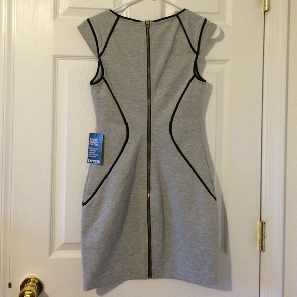 Fitted Grey/Black Trimmed Dress - Picture 2 of 2