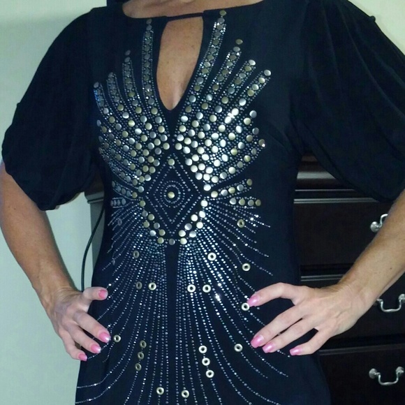 Bisou Bisou black sequenced cocktail dress