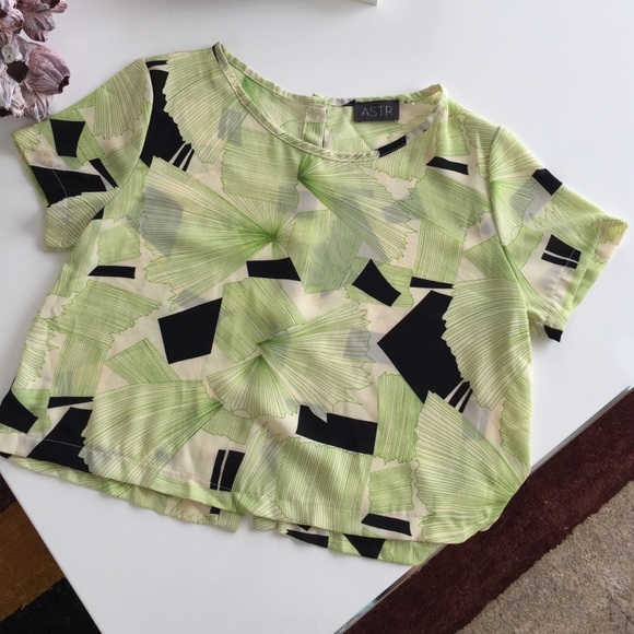 Cream, black and green crop top