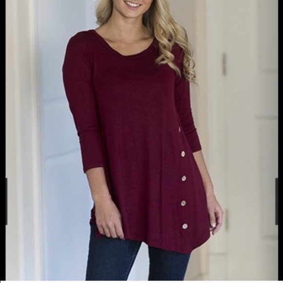 Wine Colored Boutique Button Tunic 3xl