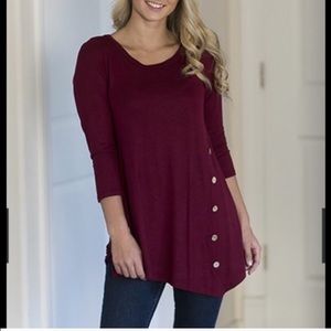 Wine Colored Boutique Button Tunic 3xl