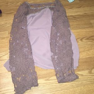 taupe lace shirt