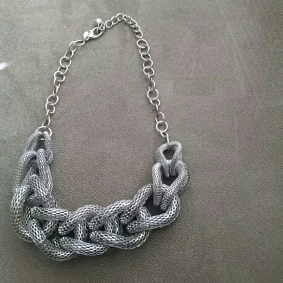 Silver choker statement necklace